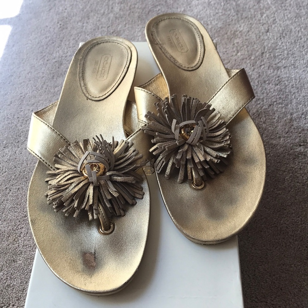 🐤 Coach Suki Metallic Gold Sandal 🐤